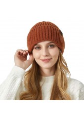Terracotta Knitted Design Acrylic Beanie Hat | thumb picture 