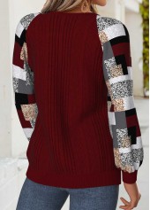 Deep Red Tummy Coverage Geometric Print Long Sleeve Sweatshirt | thumb picture 