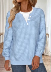 Blue Tummy Coverage Long Sleeve Round Neck Sweatshirt | thumb picture 