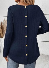 Navy Tummy Coverage Long Sleeve Round Neck T Shirt