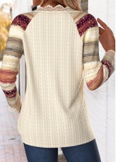 Beige Tummy Coverage Striped 3/4 Sleeve T Shirt | thumb picture 