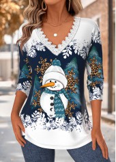 Christmas Navy Tummy Coverage Long Sleeve T Shirt