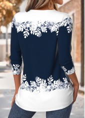 Christmas Navy Tummy Coverage Long Sleeve T Shirt