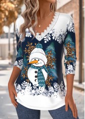 Christmas Navy Tummy Coverage Long Sleeve T Shirt