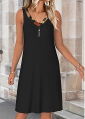 Black Tummy Coverage Leaf Print Dress and Cardigan | thumb picture 