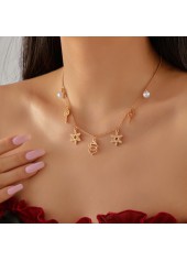 Christmas Golden Snowflake Alloy Detail Necklace