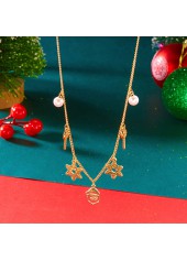 Christmas Golden Snowflake Alloy Detail Necklace