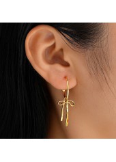 Golden Bow Alloy Tassel Design Earrings