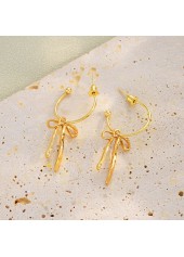 Golden Bow Alloy Tassel Design Earrings | thumb picture 