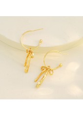 Golden Bow Alloy Tassel Design Earrings | thumb picture 