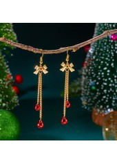 Christmas Golden Bow Alloy Detail Earrings