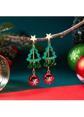 Christmas Tree Green Star Alloy Earrings