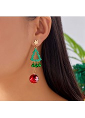 Christmas Tree Green Star Alloy Earrings