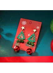 Christmas Tree Green Star Alloy Earrings