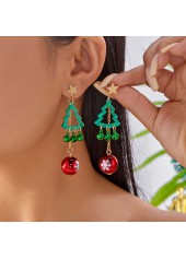 Christmas Tree Green Star Alloy Earrings