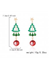 Christmas Tree Green Star Alloy Earrings