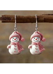 Christmas Pink Snowman Design Acrylic Earrings
