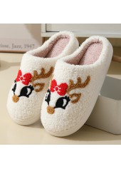 Christmas Beige Elk Print Closed Toe Falt Slippers