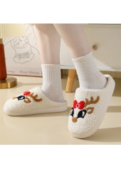 Christmas Beige Elk Print Closed Toe Falt Slippers | thumb picture 