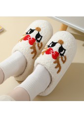 Christmas Beige Elk Print Closed Toe Falt Slippers | thumb picture 