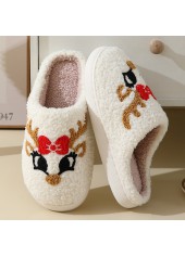 Christmas Beige Elk Print Closed Toe Falt Slippers | thumb picture 
