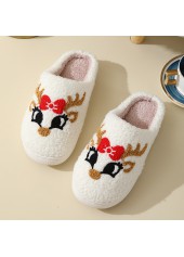 Christmas Beige Elk Print Closed Toe Falt Slippers | thumb picture 