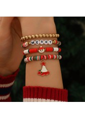 Christmas Red Santa Claus Polymer Clay Bracelets