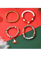 Christmas Red Santa Claus Polymer Clay Bracelets