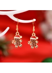Christmas Golden Gingerbread Man Alloy Earrings