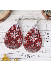 Christmas Wine Red Droplet Faux Leather Earrings | thumb picture 