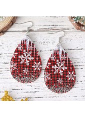 Christmas Wine Red Droplet Faux Leather Earrings | thumb picture 