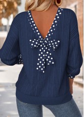 Navy Tummy Coverage Polka Dot Long Sleeve Sweatshirt