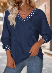 Navy Tummy Coverage Polka Dot Long Sleeve Sweatshirt | thumb picture 