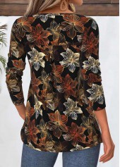 Black Tummy Coverage Floral Print Long Sleeve T Shirt | thumb picture 