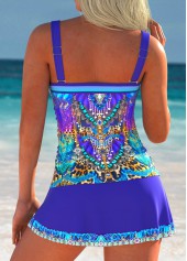 High Waisted Tribal Print Purplish Blue Tankini Set | thumb picture 