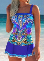 High Waisted Tribal Print Purplish Blue Tankini Set | thumb picture 