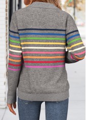 Dark Grey Tummy Coverage Multi Stripe Print Sweatshirt | thumb picture 
