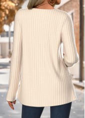 Beige Tummy Coverage Long Sleeve Round Neck T Shirt | thumb picture 