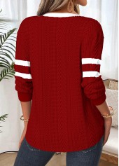 Deep Red Tummy Coverage Long Sleeve Split Neck Sweatshirt | thumb picture 