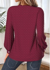 Wine Red Tummy Coverage Long Sleeve Split Neck Shirt | thumb picture 