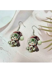 Christmas Wine Red Snowman Acrylic Earrings | thumb picture 