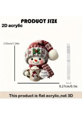 Christmas Wine Red Snowman Acrylic Earrings | thumb picture 