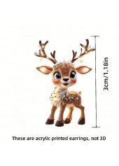 Christmas Dark Camel Reindeer Acrylic Earrings | thumb picture 