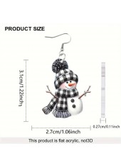 Christmas Black Snowman Design Acrylic Earrings | thumb picture 
