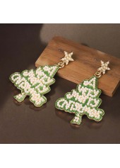 Christmas Tree Green Alloy Letter Earrings