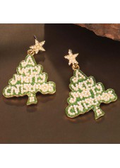 Christmas Tree Green Alloy Letter Earrings