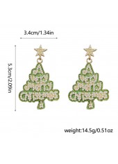 Christmas Tree Green Alloy Letter Earrings