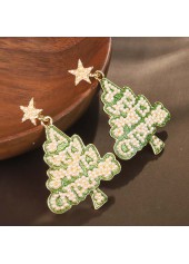 Christmas Tree Green Alloy Letter Earrings
