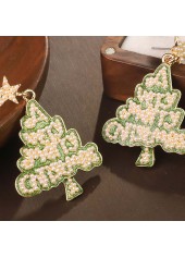 Christmas Tree Green Alloy Letter Earrings