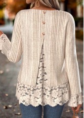 Skin Color Fake 2in1 Long Sleeve T Shirt